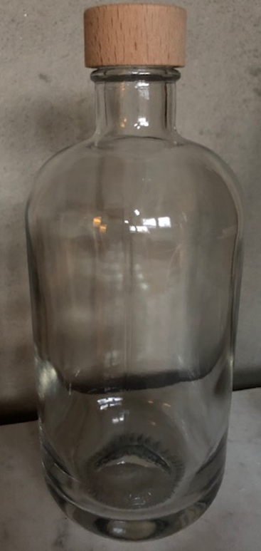 Glasflasche mit 500ml, leer unbedruckt mit Echtholzverschluss